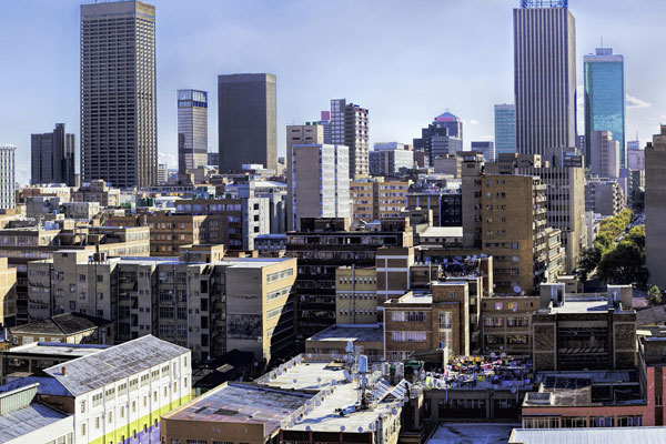 Skyline von Johannesburg in Südafrika